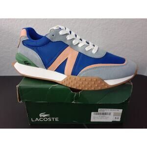 Lacoste Men's L-Spin Deluxe Leather Sneakers Color Blue/Orange Size: 11